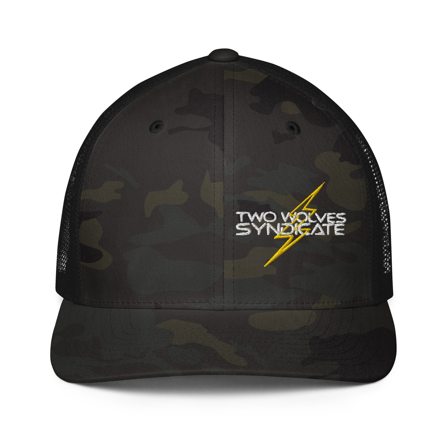 Two Wolves Synd. Bolt Logo Multicam Black Flexfit Trucker