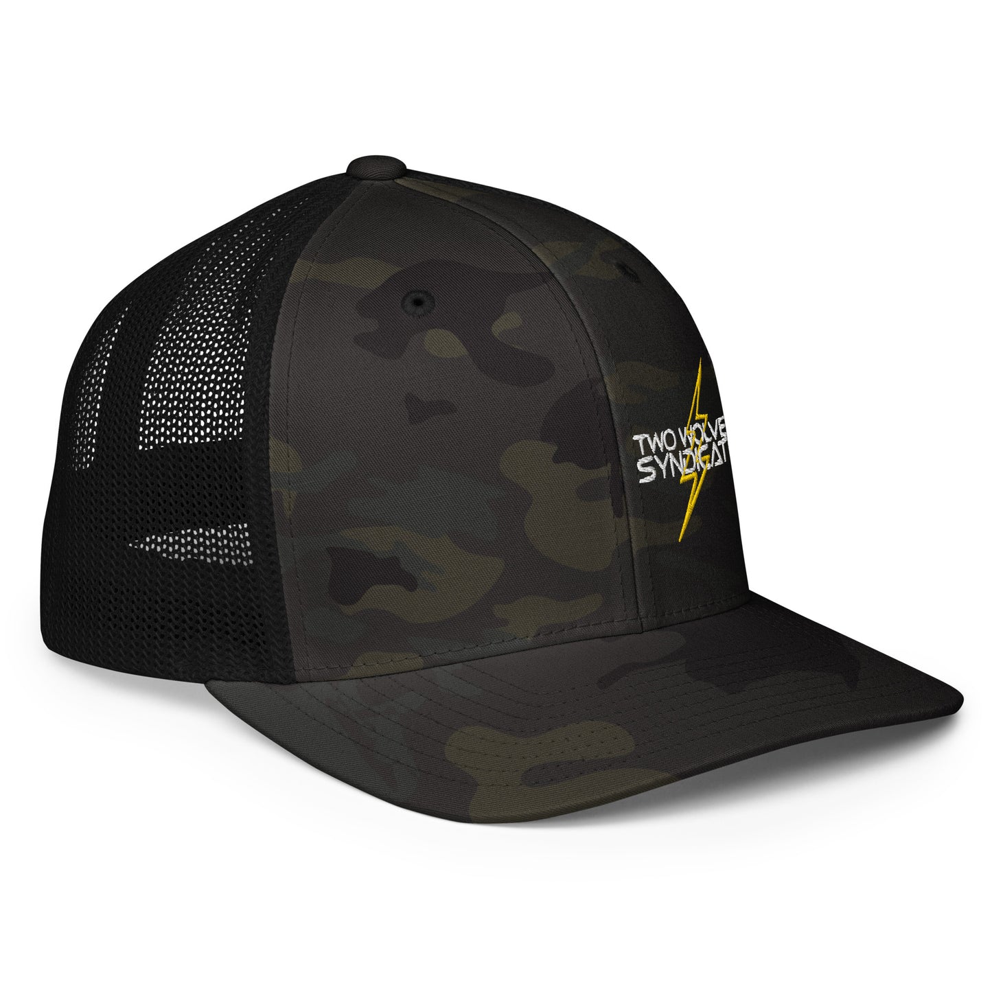 Two Wolves Synd. Bolt Logo Multicam Black Flexfit Trucker